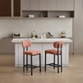 thumbnail image 6 of Set of 2 Modern Upholstered Fabric Counter Height Bar Stools 26 Inch Black Metal Legs for Dining Room Kitchen Island Bar，Orange, 6 of 16