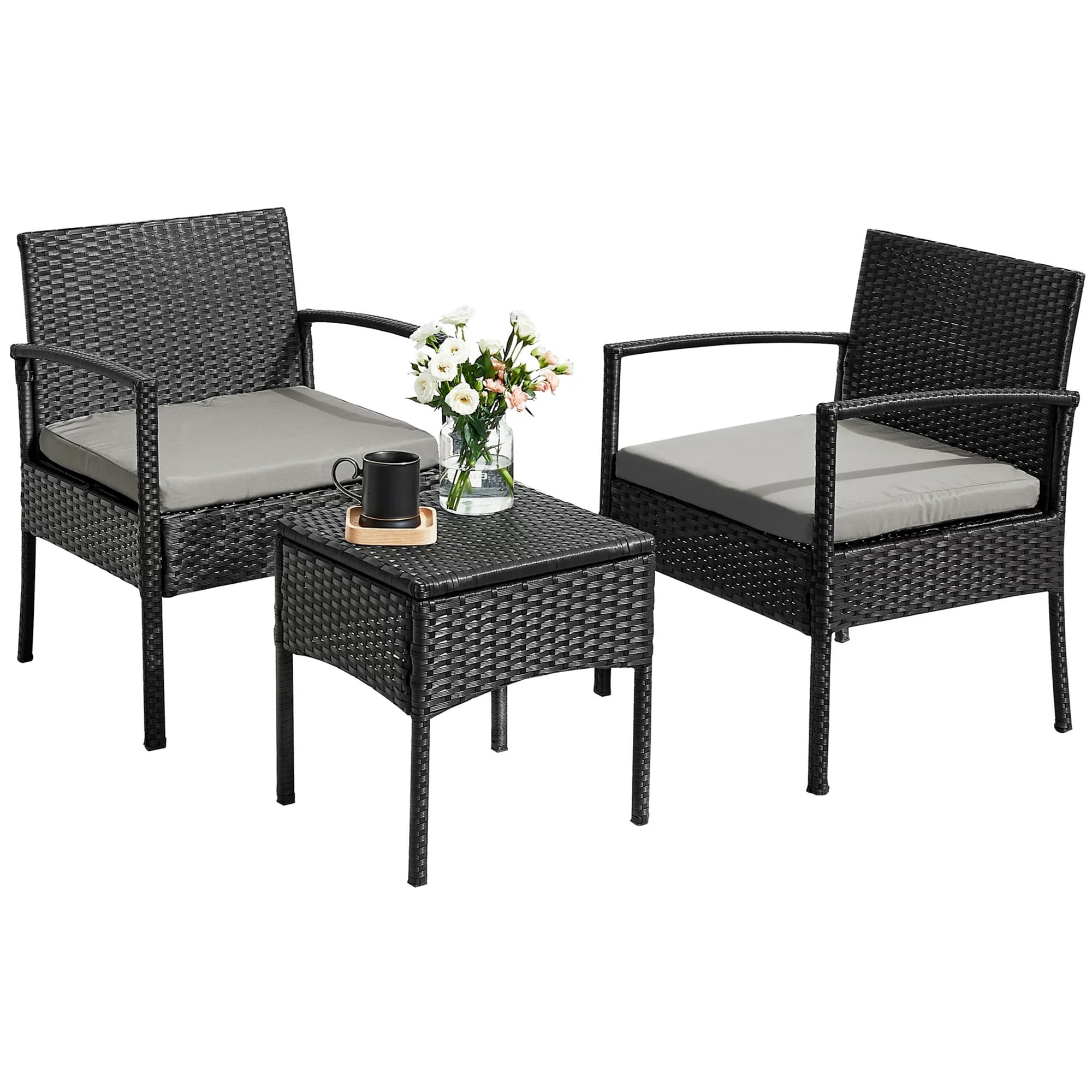 PROHIKER 3 Pieces Patio Conversation Set, Outdoor Bistro Set Patio PE