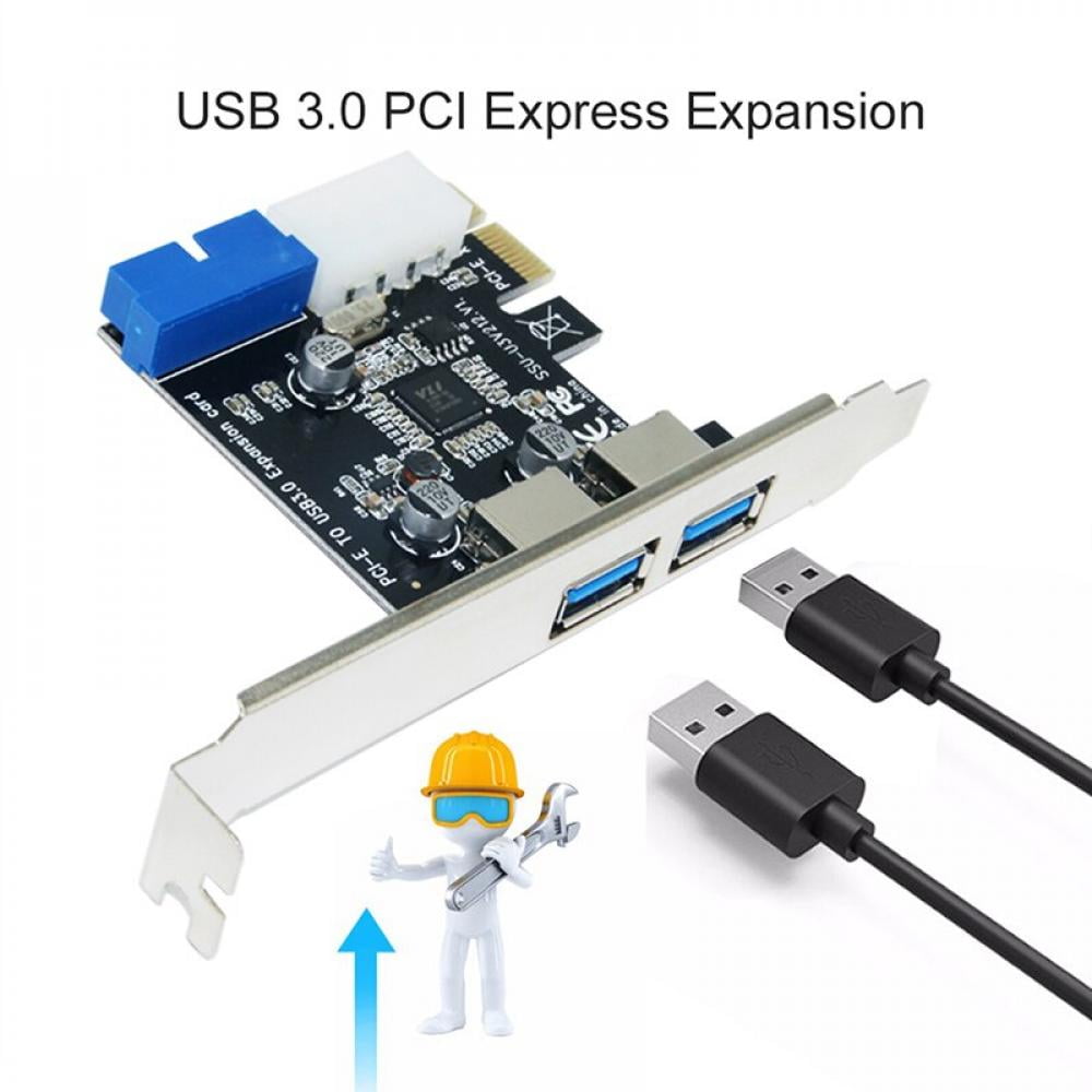 2 Port USB 3.0 PCI-E Expansion Card 19pin Header 4pin IDE Power Connector NTC