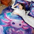 thumbnail image 4 of jejeloiu Kawaii Axolotl 7-Piece Twin Bedding Sets,Galaxy Starry Sky Bedding Comforter Set For Girls Women Reversible, 4 of 8