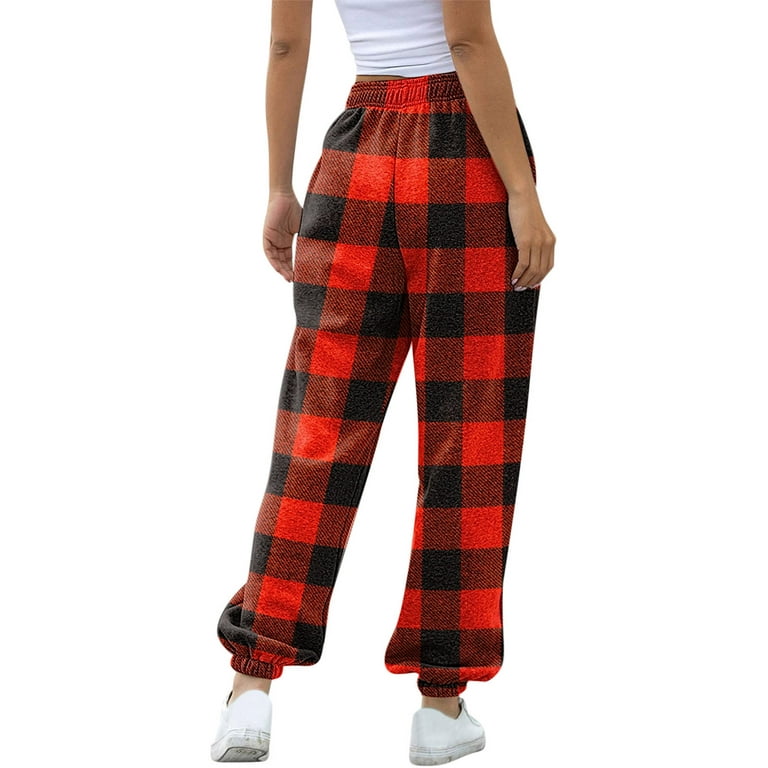 Black White Buffalo Check Plaid Women's Pajama Pants Checkerboard Loose  Wide Leg Pant Casual Drawstring Sweatpants XL at  Women's Clothing  store