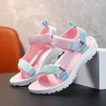 thumbnail image 4 of Ticikt Kids EVA Sport Sandals, Lightweight Adjustable Strap Outdoor Beach Shoes, Girls Color Block Princess Style Summer Sandals, 4 of 9