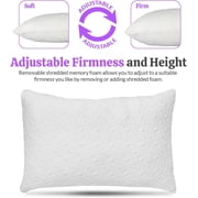 2 Pack King Size Bamboo Pillow, Memory Foam Bed Pillows with Washable Pillowcases, King (2 Pack)
