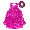 thumbnail image 3 of Hansber Kids Girls Sparkling Sequins Tassel Dancing Dress Latin Rumba Salsa Dress Ballroom Dancewear Rose 8, 3 of 7