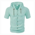 thumbnail image 2 of pstuiky Camisas de manga corta para hombre, Blusa de manga corta con cuello vuelto, transpirable, con botones y color liso para hombre camisas casuales para hombre m, 2 of 5