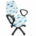 thumbnail image 1 of Fish Office Chair Slipcover, Fish Net with Polka Dots Abstract Animal Silhouettes Nature Inspired Image, Protective Stretch Decorative Fabric Cover, Standard Size, Blue Pale Blue White, by Ambesonne, 1 of 5