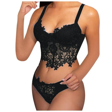 

Lingerie Sets for Women Sexy Women Embroidery Lace Collar Wireless Bra Sexy Lingerie Thong Set Underwear Lingerie Sets Plus Size Lace Lingerie Women Christmas Lingerie for Women Sexy