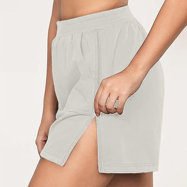 WILLBEST Pantalones Cortos Deportivos Casuales de Cintura Alta con Cremallera y Bolsillos para Mujer para Uso Deportivo O Diario. Extra Grande