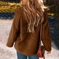 thumbnail image 3 of Lovskoo Winter Coats for Women Fuzzy Fleece Jackets Solid Zip Up Coats Long Sleeve Fuzzy Stand Collar Jacket Outerwear with Pockets Brown, 3 of 7