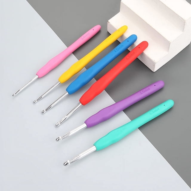 Herramienta para tejer lana con mango suave de color, herramienta para tejer a crochet con óxido de aluminio, asa única antideslizante, bolsa para tejer a crochet