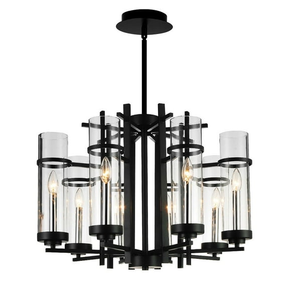 CWI Lighting Sierra 8 Light Up Contemporary Metal Chandelier in Black