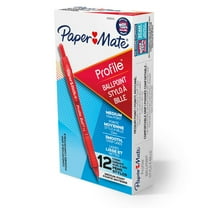 Paper Mate Ballpoint Pen, Profile Retractable Pen, Medium Point (1.0mm), Red, 12 Count