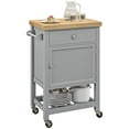 thumbnail image 1 of HOMCOM Chariot de Cuisine sur Roulettes avec Porte-Serviettes, Tiroir, Tablette et Armoire, 1 of 10