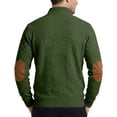 thumbnail image 6 of UDAUDU Men's Knitted Sweatshirt Casual Outdoor Long Sleeve with Elbow Patches Stand Collar Pullover Sweatshirt Button Quarter Sweater Army Green XL, 6 of 6
