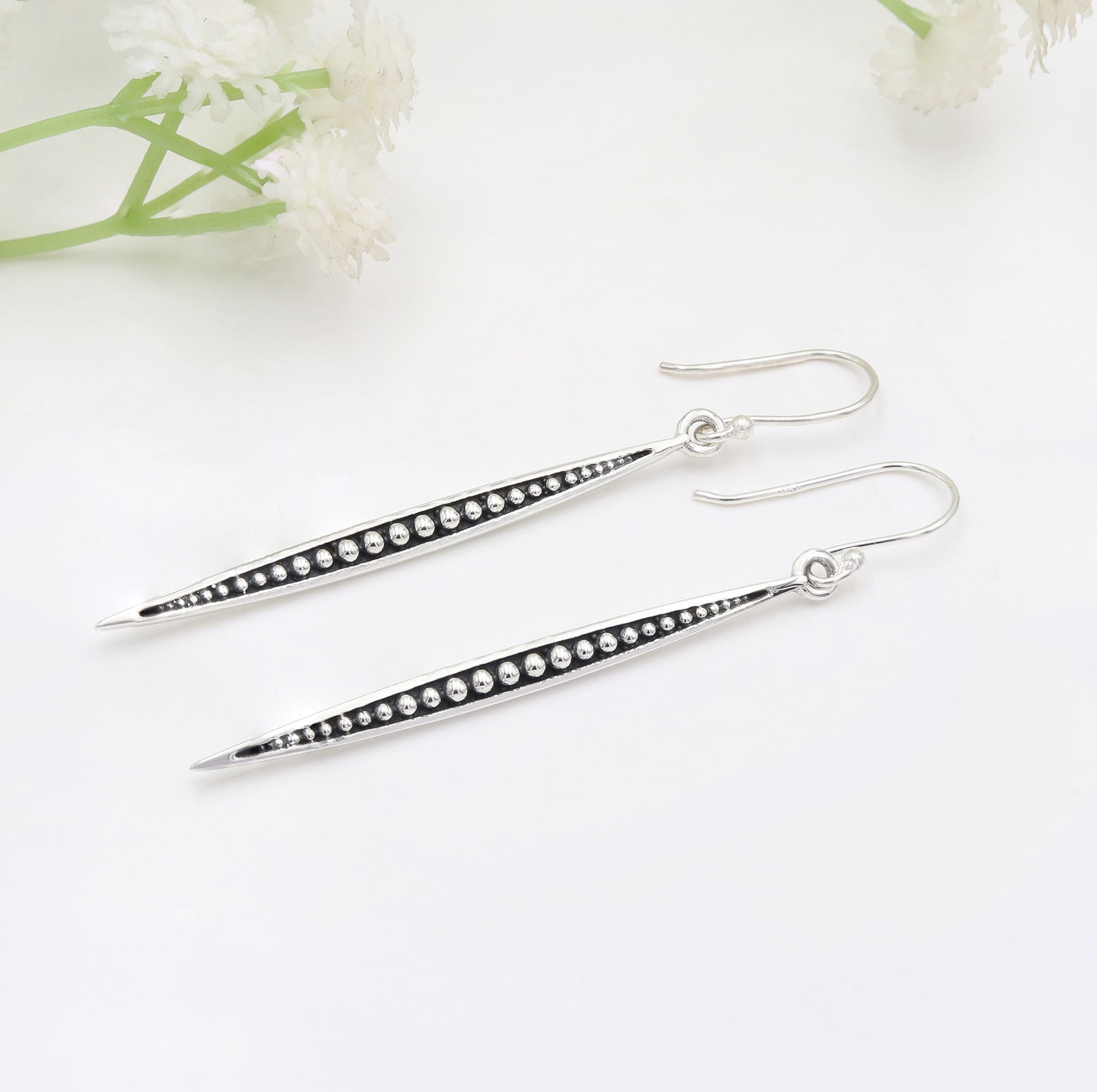Sterling Silver Earrings Minimalist Long Dangle Earrings Drop Hanging Hook Jewelry for Woman