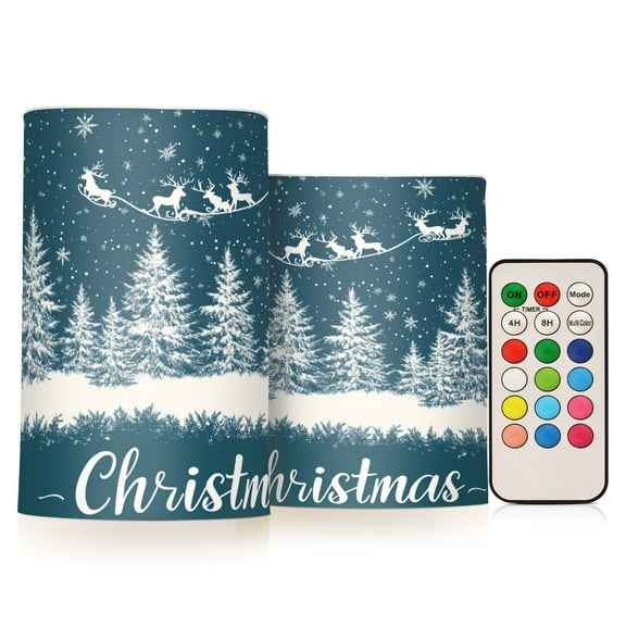 BZSMCE Flameless Candles LED Lights Reindeer Soaring on Snowflake Pattern Creativity Battery Candles