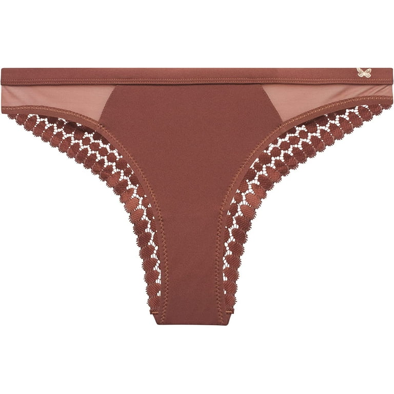 Jessica Simpson Women's Underwear - 3 Pack Microfiber Lace Tanga