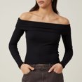 thumbnail image 3 of Blusa Mangas Largas Top de manga larga Top ajustado sexy Camisa básica informal para mujer Kuymtek Negro T M para Mujer, 3 of 6