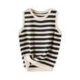 thumbnail image 2 of Women's Summer Sleeveless Tank Top Camisole Cami Oversized Round Neck Striped Knit Casual Daily Wear Vacation Beach Streetwear Fashion Essential Gift for Women | CSEONE,Beige XL, 2 of 9