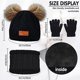 thumbnail image 2 of Conjunto de gorro y bufanda para niños de invierno cálido, negro, tejido térmico, bufanda gruesa y esponjosa de ganchillo, gorro con pompón doble con pelo sintético para niñas, niños y niños pequeños, 2 of 5