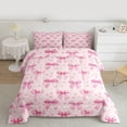 thumbnail image 2 of Homewish Kawaii Bowtie Ribbon Queen Comforter Set,Cute Heart Print Bedding Sets,Pink Bow Knot Bedding Comforter Set For Girl Kids,Luxury Bedroom Decor Reversible,3 Pieces, 2 of 8