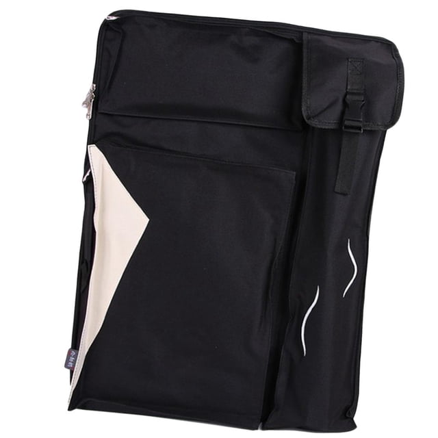 Drawing Painting Sketching Storage Bag Case Art Portfolio Container Backpack-With Assorted Sized Pockets -Adjustable Buckles black