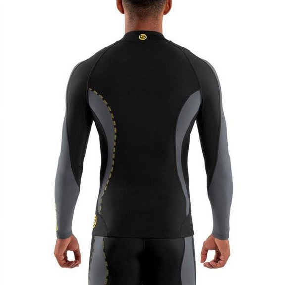 Maidenform 617914333577 Baselayer Thermal Mock Zip, Black & Steel Grey - Small