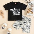 thumbnail image 2 of Toddler Boys Girls Short Sleeve Cartoon Printed T Shirt Tops Shorts Outfits Toddler Suspenders Outfit Boy Boys Four Piece Jacket Set Baby Boy Clothes Cotton Baby Boy Bundles Set Summer Jackets Babies, 2 of 7