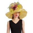 thumbnail image 1 of Women's Kentucky Derby Church Dress Hat Wide Brim Leaf Flower Bridal Shower Hat, 1 of 5