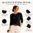 thumbnail image 4 of QUALFORT Women’s Crew Neck Pullover Sweater, Soft Lightweight Long Sleeve Knit Top, Solid Color Casual Sweater, Black L, 4 of 7
