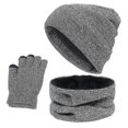thumbnail image 1 of 3Pcs Winter Knitted Hat Scarf Gloves Set Fleece Lined Warm Beanie Touch Screen Gloves for Women Men Outdoor Cycling Skiing, 1 of 5