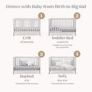 Delta Children Essex 4-in-1 Convertible Baby Crib, Bianca White/Natural Legs