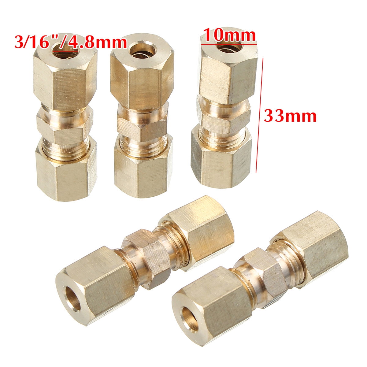 1/4" Brass Compression fitting for hydraulic brake lines 5/package