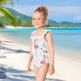 thumbnail image 5 of Girls Ruffled One Piece Swimsuit Summer Beach Vacation Swimwear Tank Swimsuit Cute Flamingo Pattern, 5 of 8