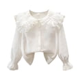 thumbnail image 5 of hoksml Girls Long Sleeve Ruffle Collar White Shirt Button Down Casual Top for School and Everyday Wear, 5 of 9