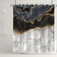 thumbnail image 1 of Extra Long Marble Bathroom Shower Curtain 84 Inches Length Black Gold Sand Waterproof Fabric Shower Curtains with Hooks Watercolor Abstract Shower Curtain Cloth 72x84 inches, 1 of 6