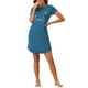 thumbnail image 2 of Pijamas de mujer INSPIRE CHIC, camisones de noche impresos con gatos, vestido de dormir de manga corta, camisones talla L, azul pavo real, 2 of 6