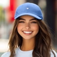 thumbnail image 3 of Dalix Heart Embroidered Cotton Summer Outdoor Baseball Cap Dad Hat Womens in Light Blue, 3 of 5