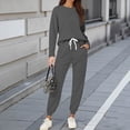 thumbnail image 2 of Wutalume Women's 2-Piece Solid Color Casual Set, Round Neck Long Sleeve Top and Sweatpants with Pockets, Everyday Loungewear,Gray XL, 2 of 5