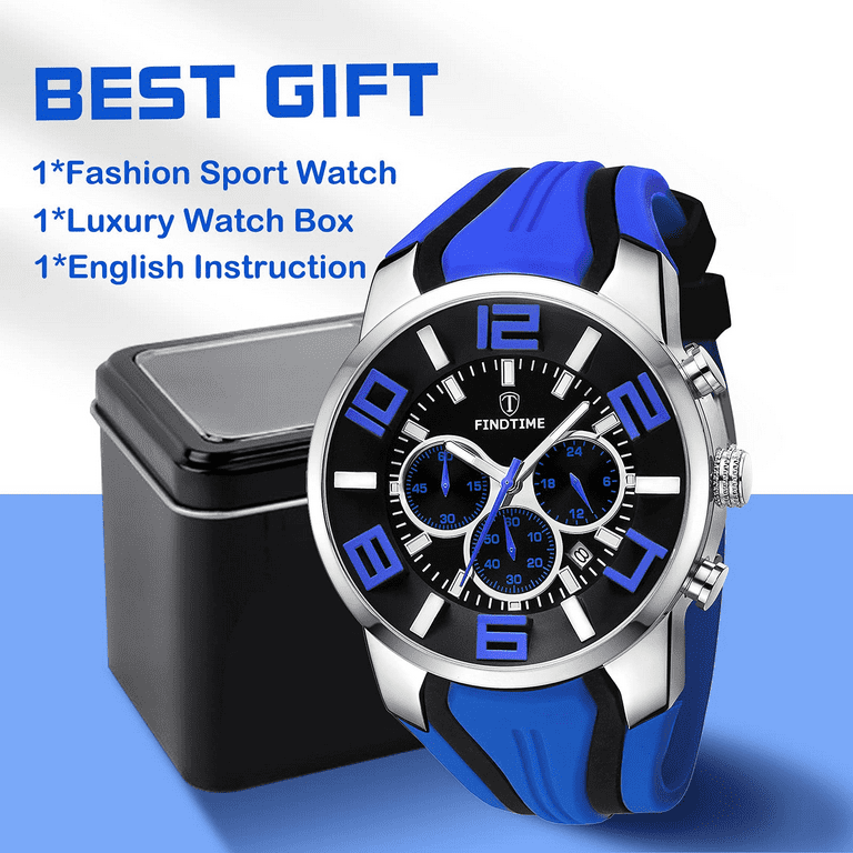 Black Mens Sport Watches for Men Green Orange Red Blue Bright