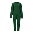 thumbnail image 4 of FRSASU Summer Tops Womens Loose Oversized Pockets Solid Color Top Womens Long Sleeved Hoodie Plush Set Green 4(S), 4 of 4