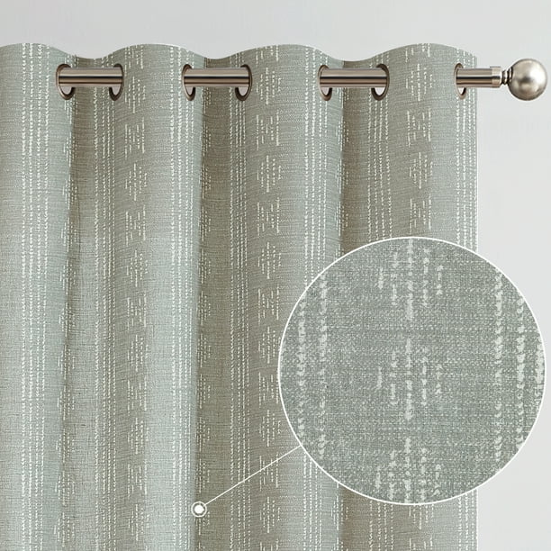 JINCHAN Boho Linen Curtains for Living Room Farmhouse Striped Geometric Drapes Light Filtering