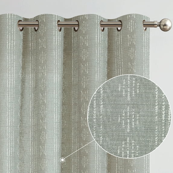 JINCHAN Boho Linen Curtains for Living Room Farmhouse Striped Geometric Drapes Light Filtering Bedroom Window Curtains 2 Panels Grommet Grey W50 x L90