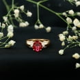 thumbnail image 3 of Rosec Jewels Certified Lab Grown Ruby Oval Engagement Ring 4 Ct - AAAA Grade - Ruby Statement Ring with Diamond - with Jewelry Box, 18K Yellow Gold, US 8.50, 3 of 9