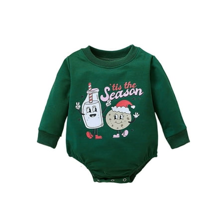 

Beiwei Newborn Loose Buttons Xmas Jumpsuit Tree Print Cartoon Christmas Romper Baby One Piece Travel Bodysuit Green 60cm