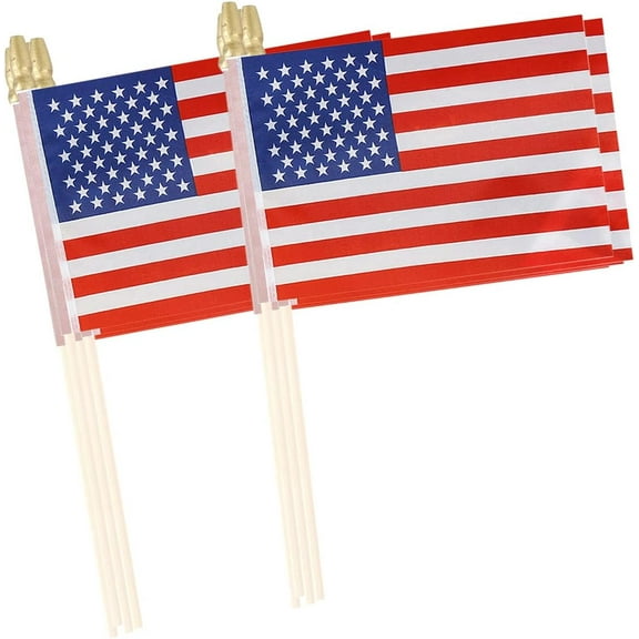 American Flag Mini Small US USA Handheld Stick Flags 4x6 Inch 12 Pack