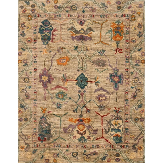 Ahgly Company Indoor Rectangle Abstract Brown Sand Brown Oriental Area Rugs, 7' x 9'