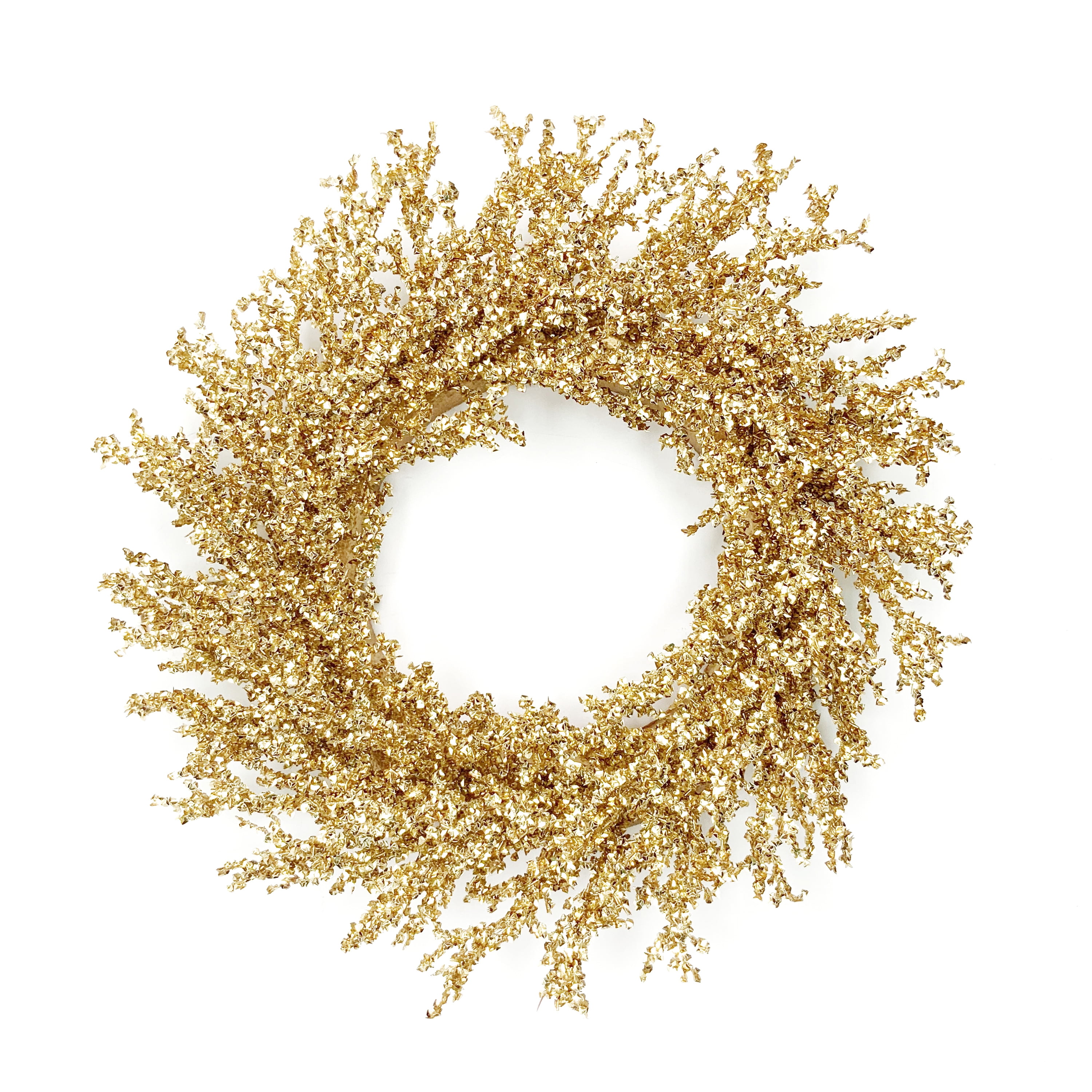 Holiday Time Gold Glitter & Sequin Unlit Holiday Specialty Wreath, 22