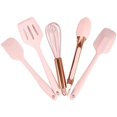 thumbnail image 1 of Rose Gold And Pink Kitchen Utensil Small Five-Piece Set Mini Silicone Kids Kitchen Tools Whisk Spatula Tongs Spoon, 1 of 5