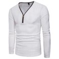 thumbnail image 2 of Camiseta De Manga Larga Con Escote Y Cremallera Para Hombre Con Agujeros Lisos Suaves A La Moda (Blanco Xl)-200745,03 Likrtyny Caballero, 2 of 7